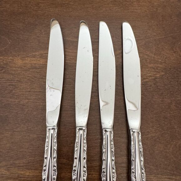4 Oneida Deluxe Stainless CHERIE 9" Dinner Knives Floral Flatware - Picture 4 of 5
